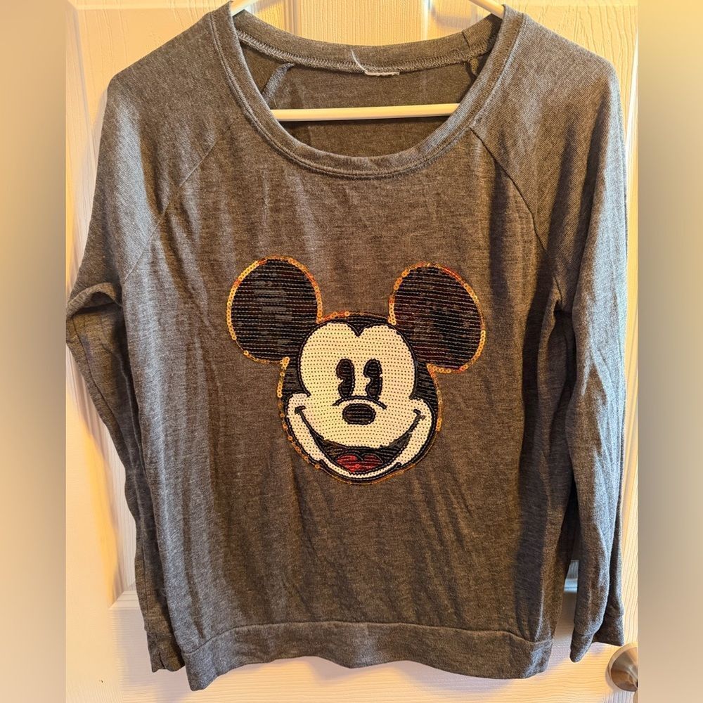 Disney Gray Mickey Mouse sequined Sweater